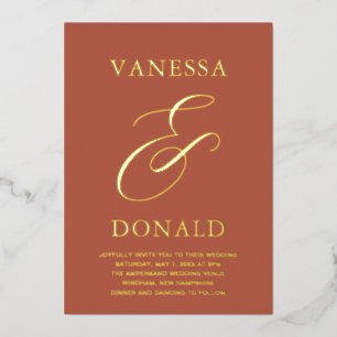 Invitation En Aluminium Vanessa Terracotta Mariage moderne