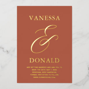 Invitation En Aluminium Vanessa Terracotta Mariage Moderne Enregistrez la