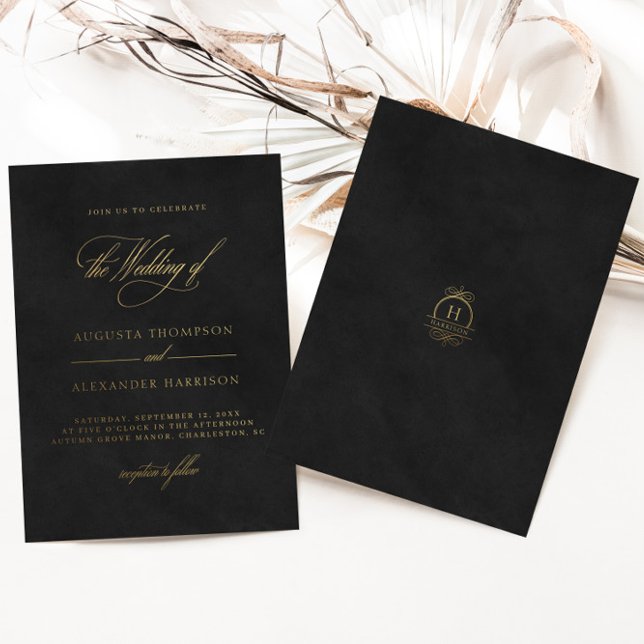 Invitation En Aluminium Velvet Texture Imitation & Mariage Classy Or (Créateur téléchargé)