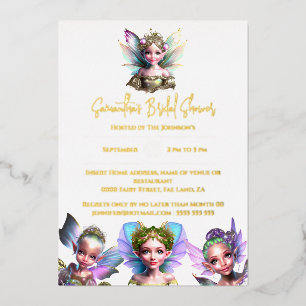 Invitation En Aluminium Véritable fête de fée en or avec papier d'aluminiu