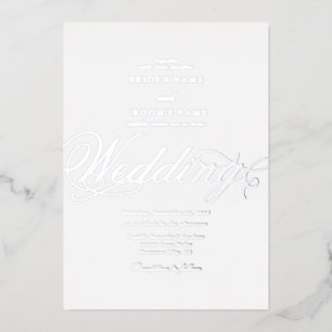 Invitation En Aluminium Véritable feuille d'argent luxe classe mariage bla