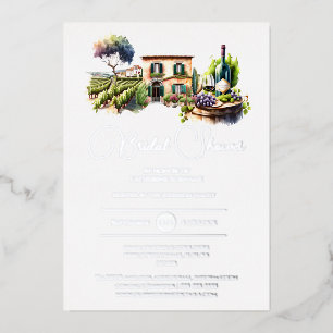 Invitation En Aluminium Véritable feuille rustique vignoble paysage douche