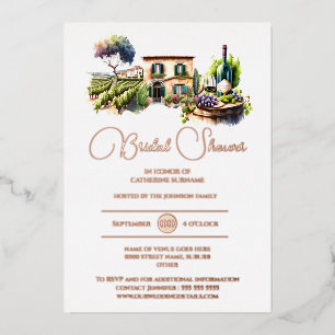 Invitation En Aluminium Véritable feuille rustique vignoble paysage rose o