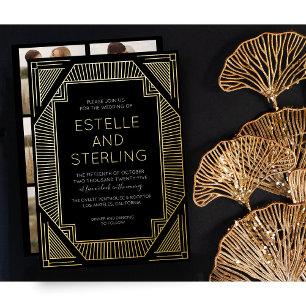 Invitation En Aluminium Véritable Foil géométrique Mariage Photos Foil Inv