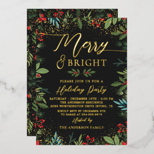 Invitation En Aluminium Véritable Foil Joyeux et brillant Black Gold Flora