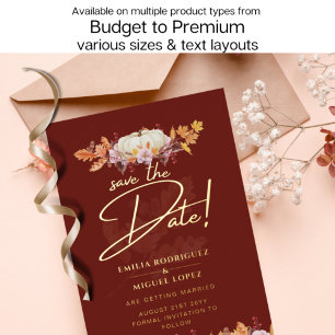 Invitation En Aluminium VÉRITABLE GOLD FOIL Automne Citrouille Enregistrer