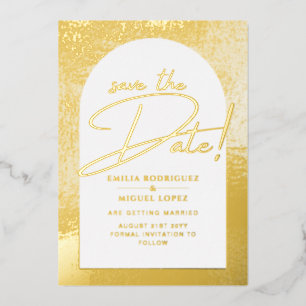 Invitation En Aluminium Véritable Gold Foil Mariage moderne Enregistrer La