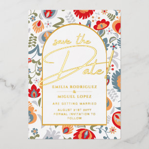 Invitation En Aluminium Véritable Gold Foil Mariage moderne Enregistrer La