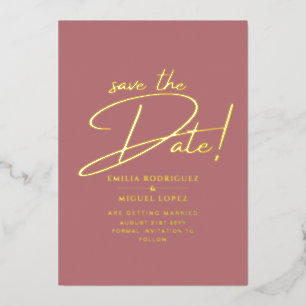 Invitation En Aluminium Véritable Gold Foil Mariage moderne Enregistrer La