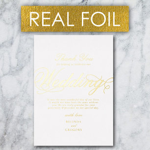 Invitation En Aluminium Véritable Gold Foil Merci Mariage blanc de luxe