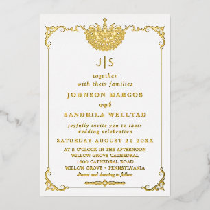 Invitation En Aluminium Véritable huile d'or Élégant Mariage de monogramme