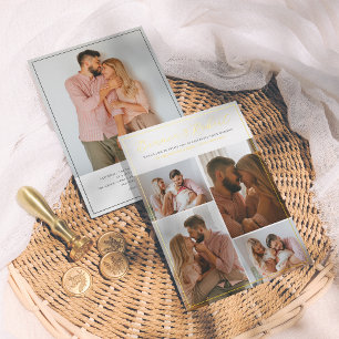 Invitation En Aluminium Véritable huile   Elegant Script 5 Photo Collage M