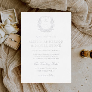 Invitation En Aluminium Véritable Mariage de Monogramme de poitrine argent