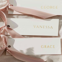 Véritable Mariage Gold Foil Blanc Nom Balise Place