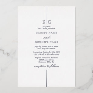 Invitation En Aluminium Véritable Mariage Monogramme Élégant minimal