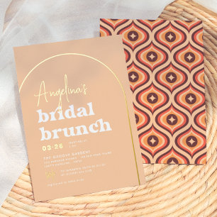 Invitation En Aluminium Véritable Or Milieu du Mod Rétro Arche Brunch Ente