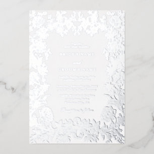 Invitation En Aluminium Véritable papier d'argent élégant floral botanique