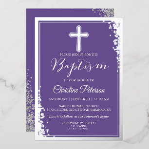 Invitation En Aluminium Véritable Parties scintillant d'argent Foil Lavand