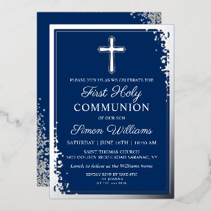 Invitation En Aluminium Véritable Parties scintillant d'argent Foil Marine