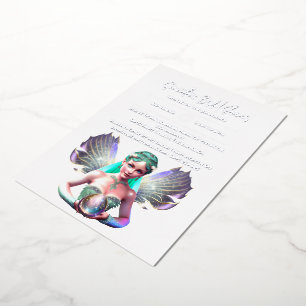 Invitation En Aluminium Véritable princesse mariée fée aux ailes iridescen