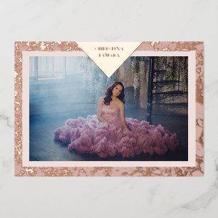 Invitation En Aluminium Véritable Rose Gold Fancy Texture Espagnol Mis XV 