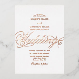 Invitation En Aluminium Véritable Rose Gold Foil Classy Mariage blanc de l