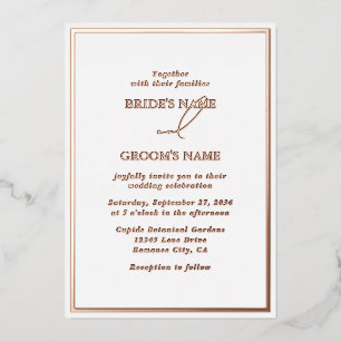 Invitation En Aluminium Véritable Rose Or Feuille Moderne Mariage Blanc