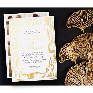 Invitation En Aluminium Véritables photos de mariage en forme géométrique