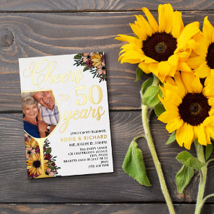 Invitation En Aluminium Verre à Vin À la Santé pour les 50 Ans de Mariage