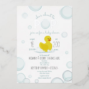 Invitation En Aluminium Vers Pop Rubber Duck Bubbles Baby shower