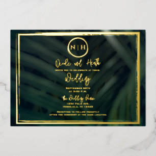 Invitation En Aluminium Vert feuille de palme Tropical Mariage or