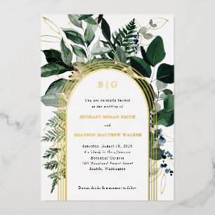 Invitation En Aluminium Vert moderne Feuillage botanique Mariage Invitatio
