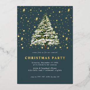Invitation En Aluminium Vert sapin sarcelle Fête festive de Noël Or