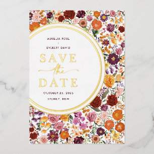 Invitation En Aluminium Vibrant Mariage de Fleur Sauvage d'Automne Enregis