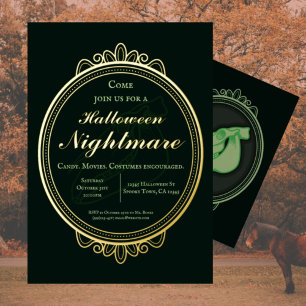 Invitation En Aluminium Victorian Vintage Green Nightmare Halloween Party
