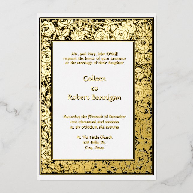 Invitation En Aluminium Victorienne Era 1898 Frontière de la vigne Rose (Recto)