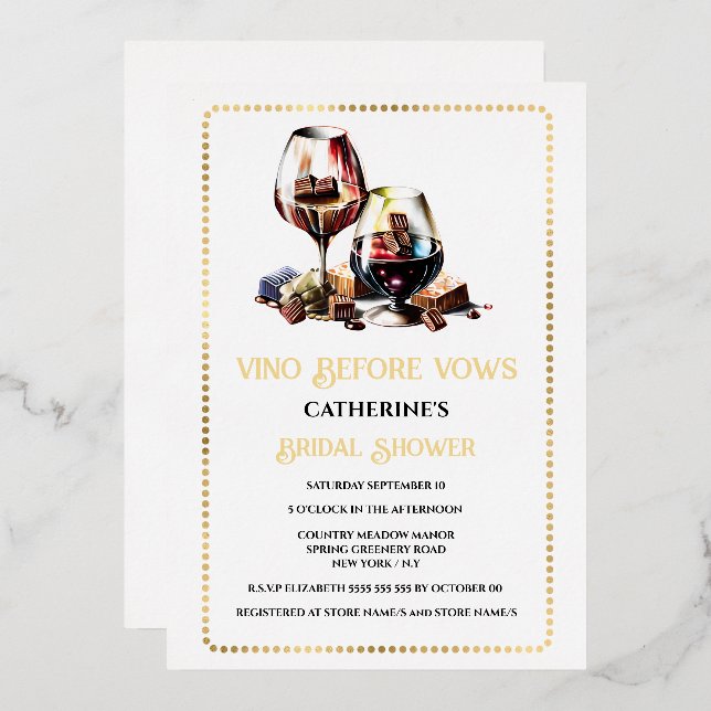 Invitation En Aluminium Vin d'aquarelle dégustation jumelage vin or de vig (Recto/Verso)