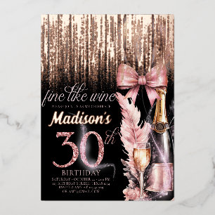 Invitation En Aluminium Vin Rosé Luxe Feuille D'Aluminium 30 Ans Anniversa