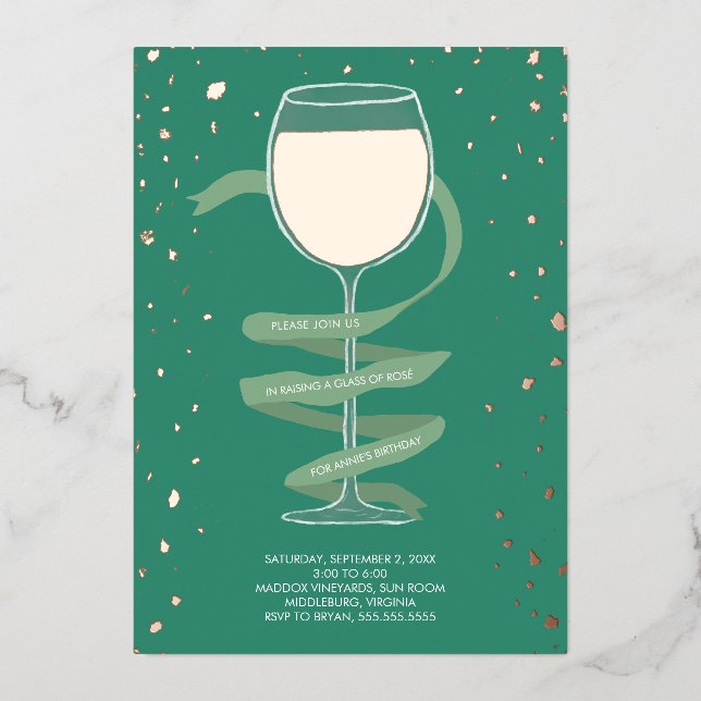 Invitation En Aluminium Vin Rosé Vignoble Adulte Anniversaire (Recto)