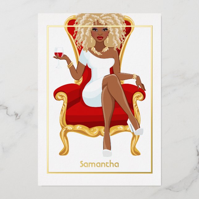 Invitation En Aluminium Vin rouge fille d'anniversaire (Recto)