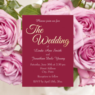 Invitation En Aluminium Vin Rouge Simple Style Mariage