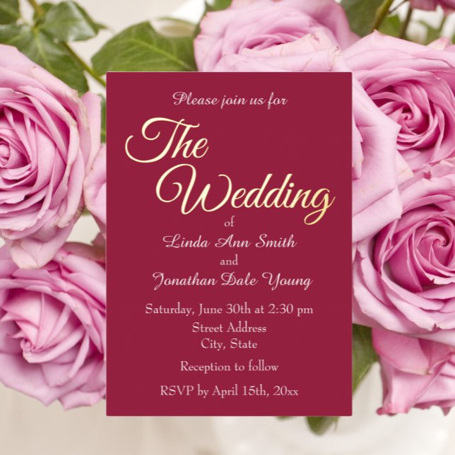 Invitation En Aluminium Vin Rouge Simple Style Mariage (In Situ Wedding)