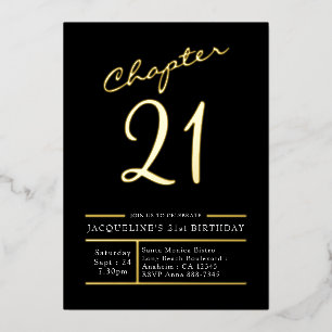 Invitation En Aluminium Vingt-et-un Black Gold 21e Anniversaire Gold