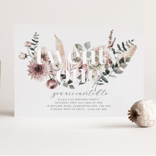 Invitation En Aluminium Vingt-et-un Florales - 21e Anniversaire - Argent
