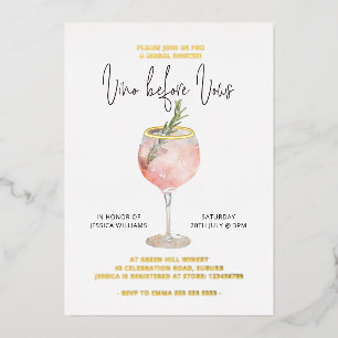 Invitation En Aluminium Vino Before Vows Enterrement de Vie de Jeune Fille