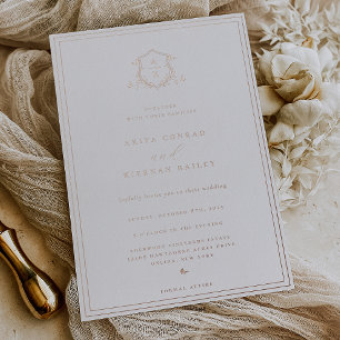 Invitation En Aluminium Vins intemporels Monogramme Mariage Crest