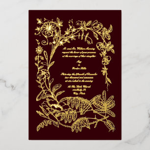 Invitation En Aluminium Vintage 1874 Frontière botanique florale
