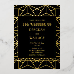 Invitation En Aluminium Vintage 1920 art déco mariage géométrique or
