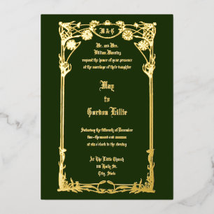 Invitation En Aluminium Vintage Art Nouveau 1908 Floral Border Mariage