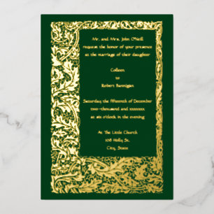 Invitation En Aluminium Vintage Arts & Artisanat Foliage Mariage frontalie